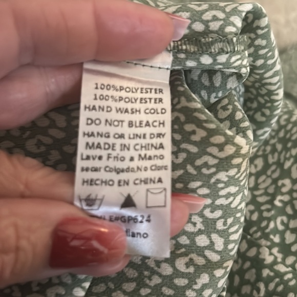 Gee Gee green/ecru skort wrap tie slinky retro boho beachy med - Picture 4 of 5